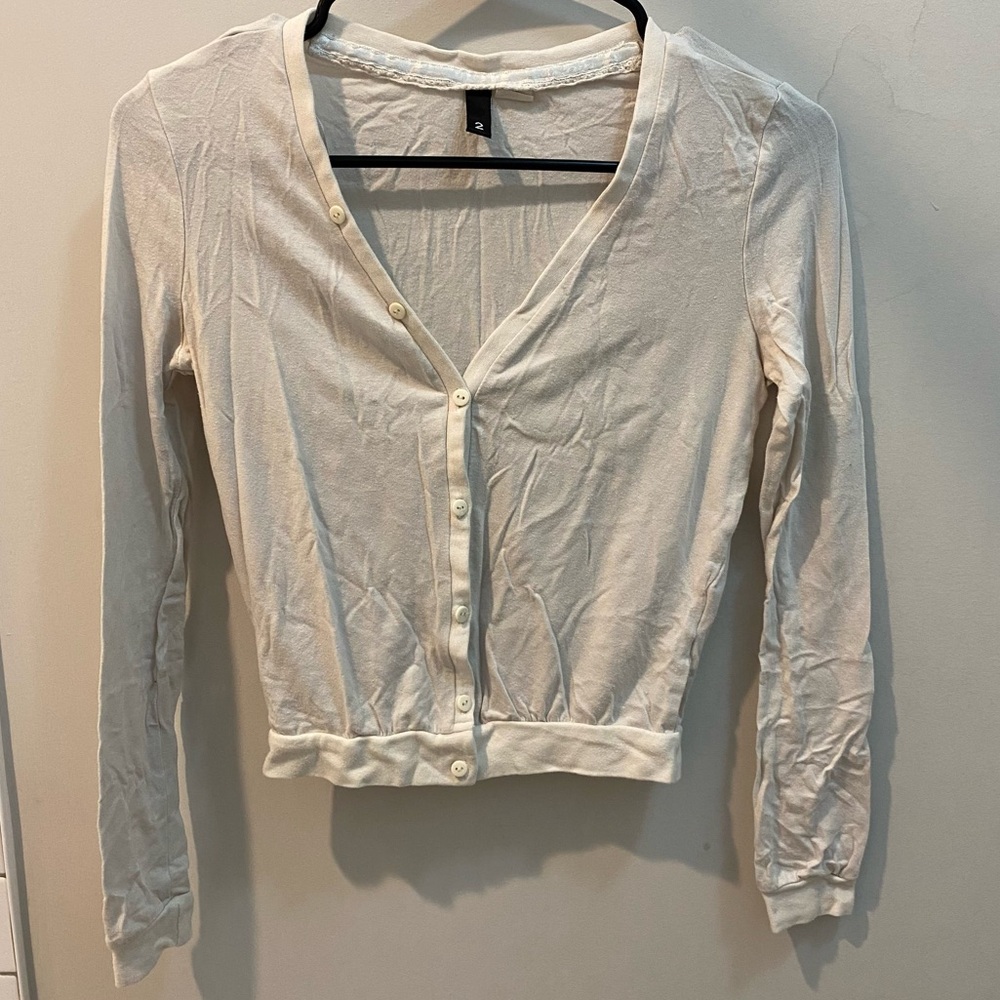 H&M White Women's Button Cardigan Sweater